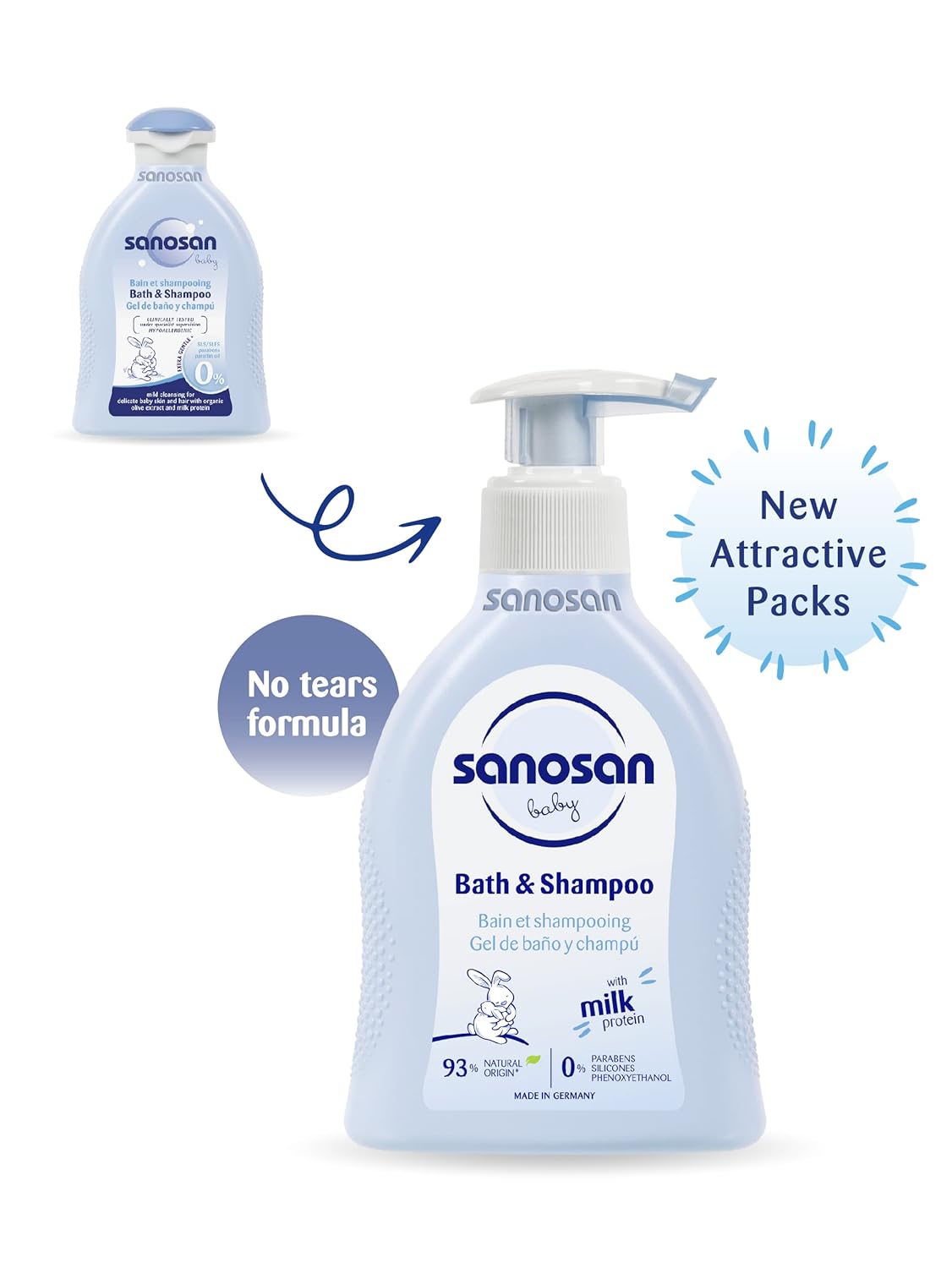 Sanosan bath & shampoo Hydrolysed Milk Protein Formula Daily Head To Toe Milky Wash No Tear Formula For Newborn Baby 2 In 1 Shampoo & Body Wash- 200 ml - View 3 of 3