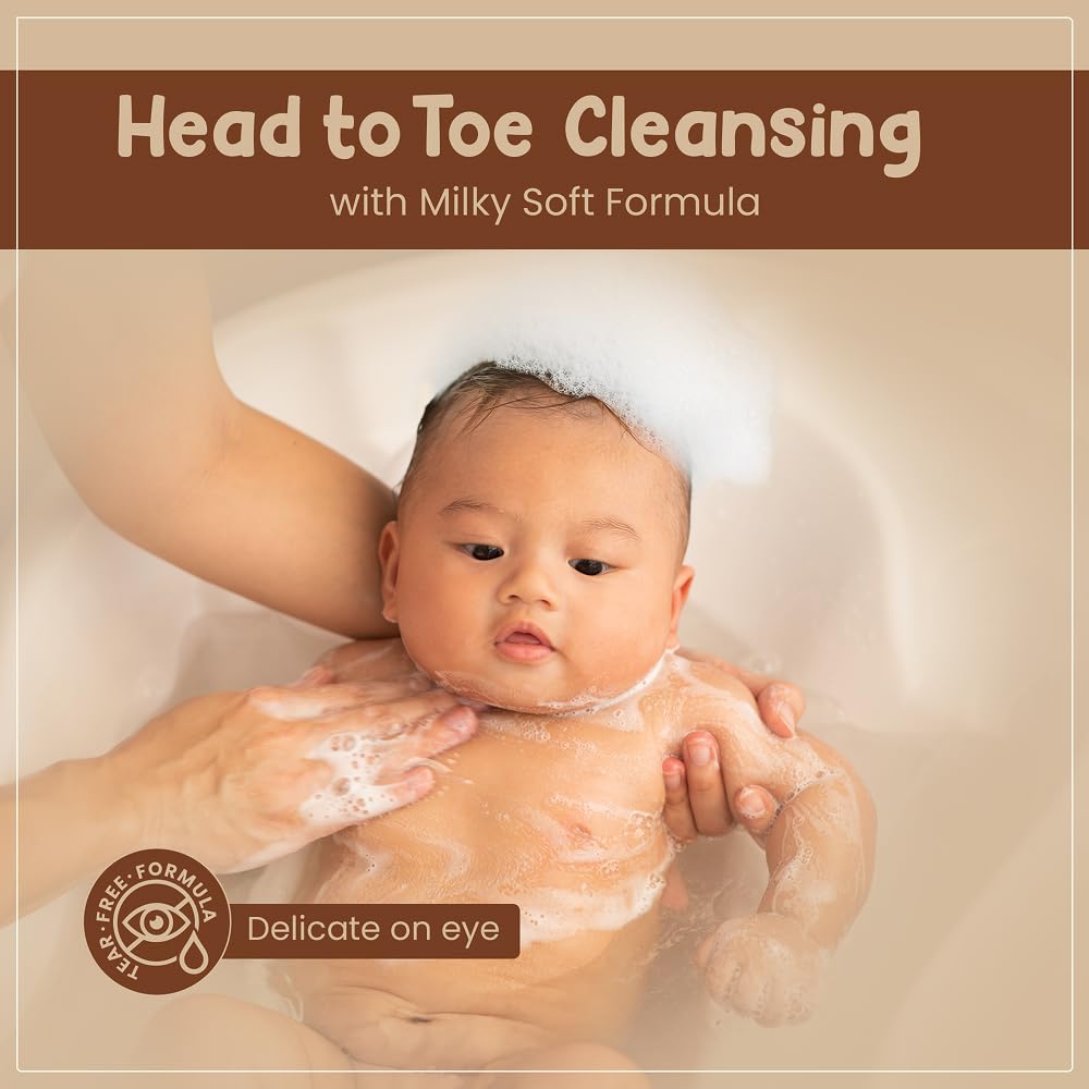Mother Sparsh Milky Soft Head to Toe Baby Wash & Baby Shampoo-400ml with Milk Protein & Shea Butter | Ph balanced & Paraben free 2 in 1 Moisturizing Natural Baby Body Wash & Shampoo - View 2 of 5