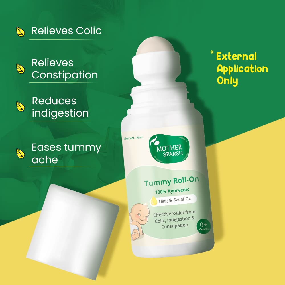 Mother Sparsh Tummy Roll On for Baby, Colic Relief and Digestion, 100% Ayurvedic, Hing & Saunf, 40ml (Pack of 2) - View 5 of 5