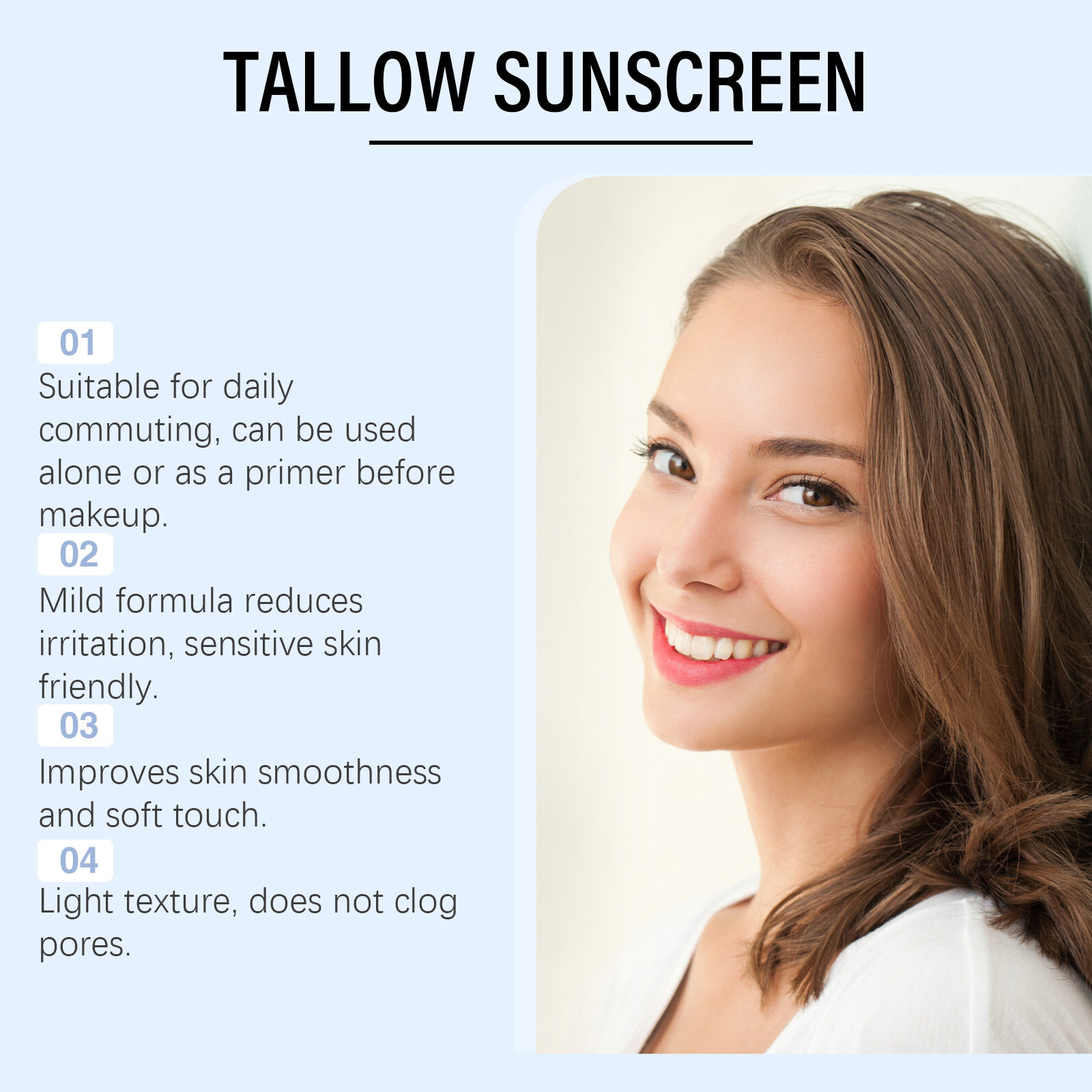 WoodSleep Beef Tallow Moisturizing Sunscreen Lotion SPF30 Face and Body Sun Cream Non Sticky High UV Protection Hydrating Skin Care Lightweight Daily Use Sunblock - View 2 of 3