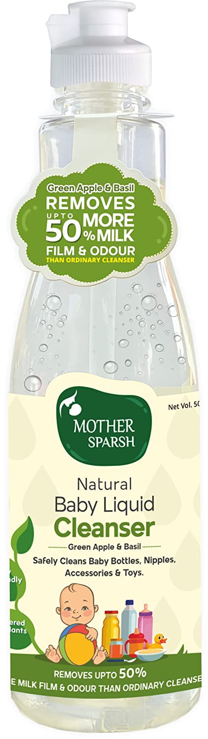 Mother Sparsh Plant Powered Natural Baby Liquid Cleanser with Basil & Green Apple Extract- 500ml & Mother Sparsh Natural Baby Liquid Cleanser 175ml - View 6 of 6