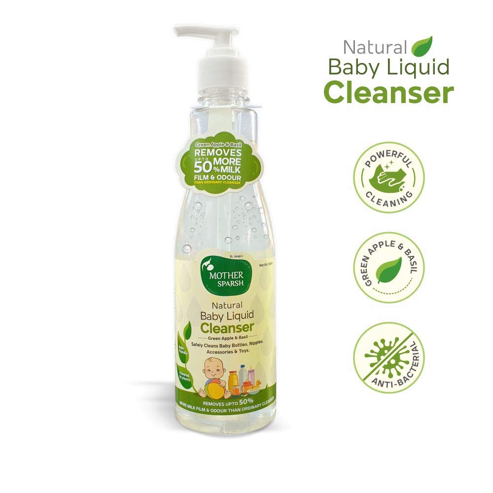 Mother Sparsh Plant Powered Baby Laundry Liquid Detergent With Bio - Enzymes and Eucalyptus Oil | Without Dyes & Optical Brighteners -1 Litre& Plant Powered Natural Baby Liquid Cleanser- 500ml - View 3 of 6