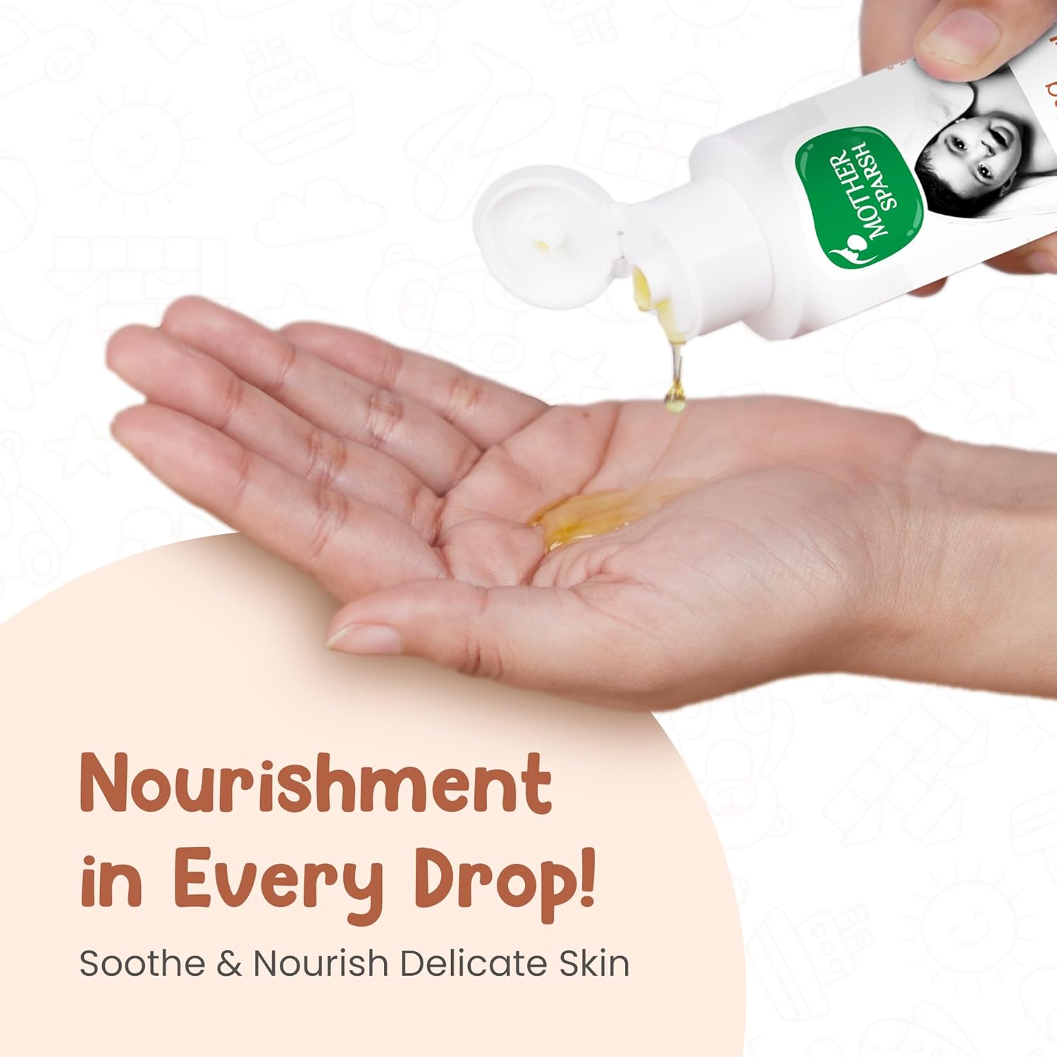 Mother Sparsh Nourishing Baby Massage Oil -200ml | Non Sticky & Moisturizing Baby Oil for New Born | Prevents Dryness, Strengthens Muscles & Bones - View 6 of 7
