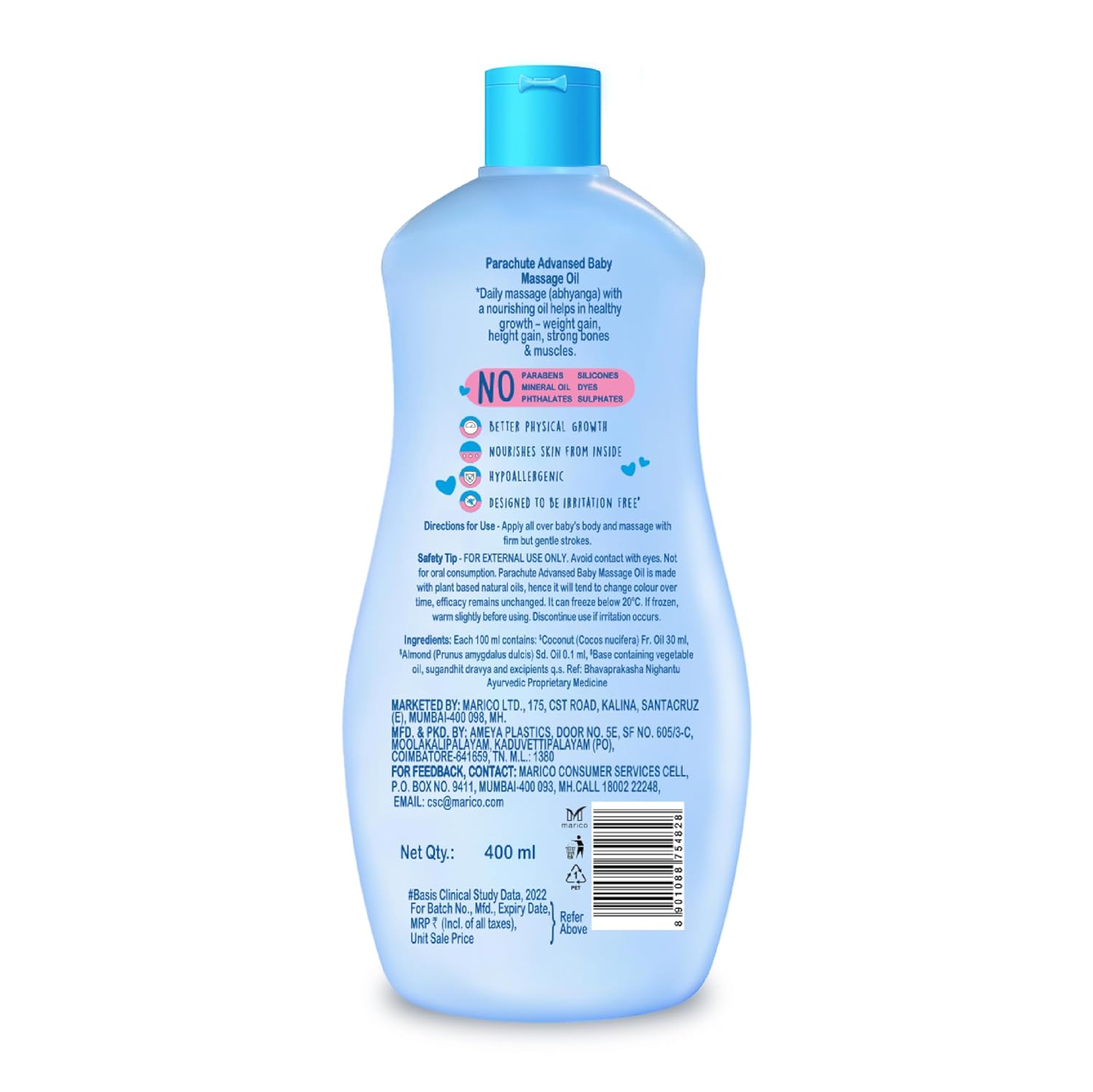 Parachute Advansed Baby Massage Oil for New Born| 100% Virgin Coconut Oil | Clinically Proven for Better Growth| Vitamin E & F| 400 Ml - View 6 of 6