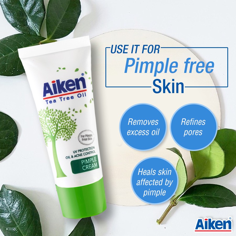 Aiken Tea Tree Oil From Australia Pimple Cream 20g Krim Jerawat UV Protection Oil & Acne Control Fro Pimple Free Skin(FROM MALAYSIA) - View 2 of 4