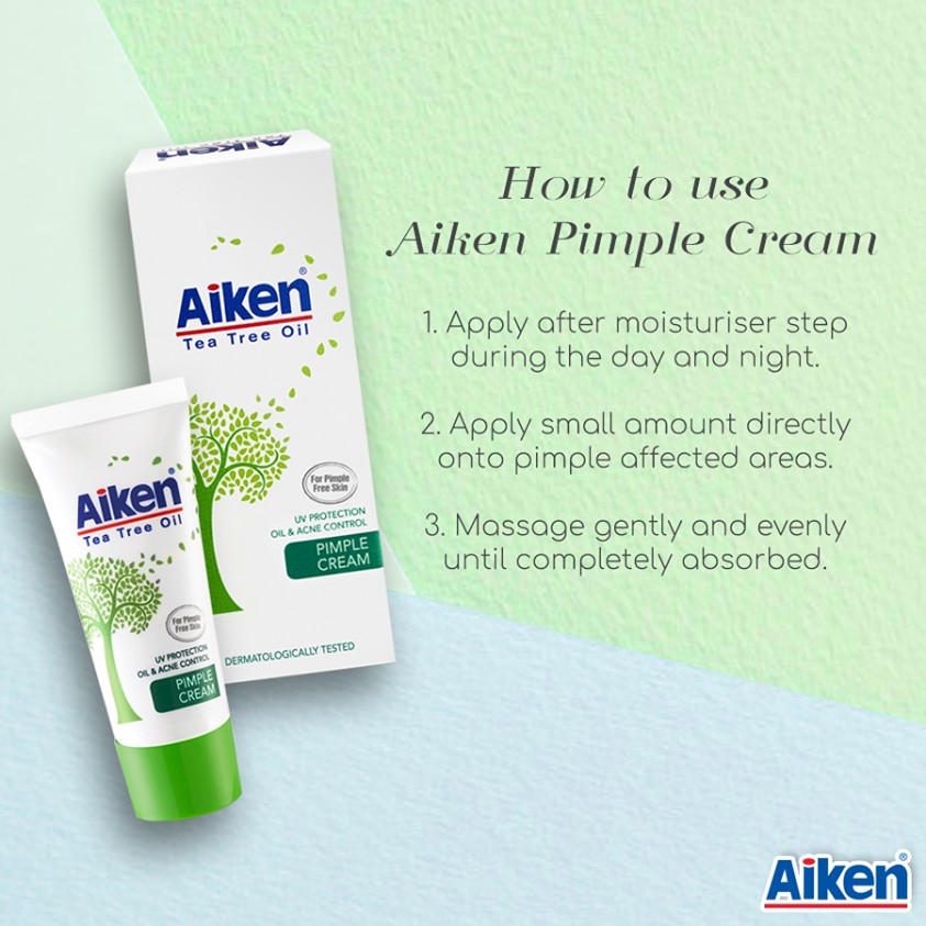 Aiken Tea Tree Oil From Australia Pimple Cream 20g Krim Jerawat UV Protection Oil & Acne Control Fro Pimple Free Skin(FROM MALAYSIA) - View 3 of 4