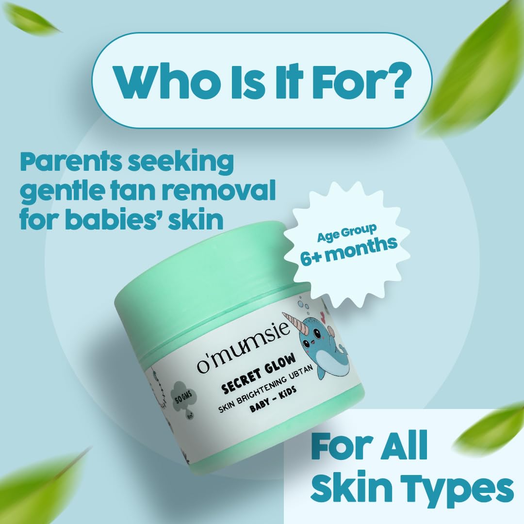 o'mumsie Natural Ubtan Powder For Kids | Effective Tan Removal & Helps in Skin Glow | Enriched with Chickpea & Turmeric | 100% Natural & Organic with Euro Certified - 50g - View 8 of 8