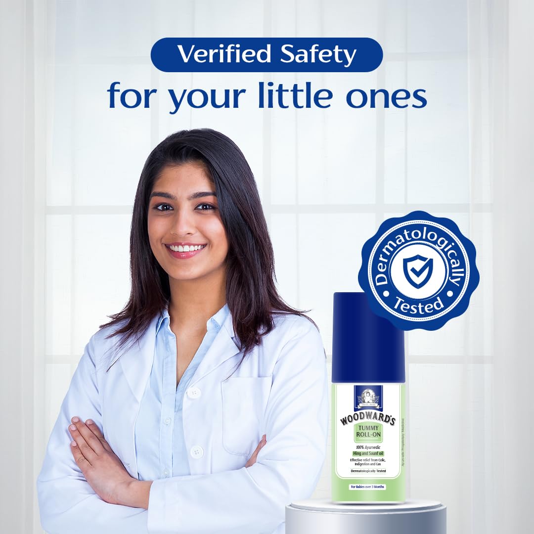Woodward's Tummy Roll On for Baby, Colic Relief | Indigestion & Gas with Hing & Saunf Oil | 100% Ayurvedic - 40ml - View 4 of 9