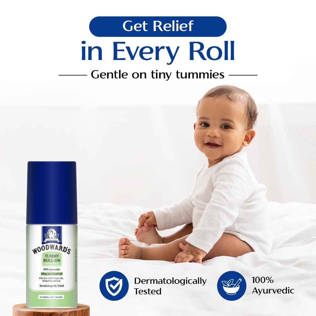 Woodward's Tummy Roll On for Baby, Colic Relief | Indigestion & Gas with Hing & Saunf Oil | 100% Ayurvedic - 40ml - View 8 of 9