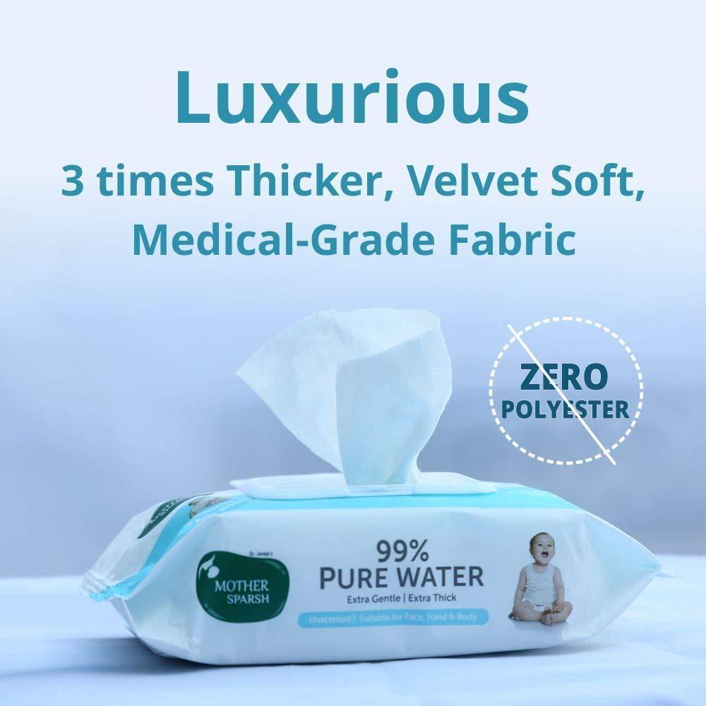 Mother Sparsh 99% Pure Water (72 Unscented Baby Wipes) - Super Thick Fabric - View 6 of 7