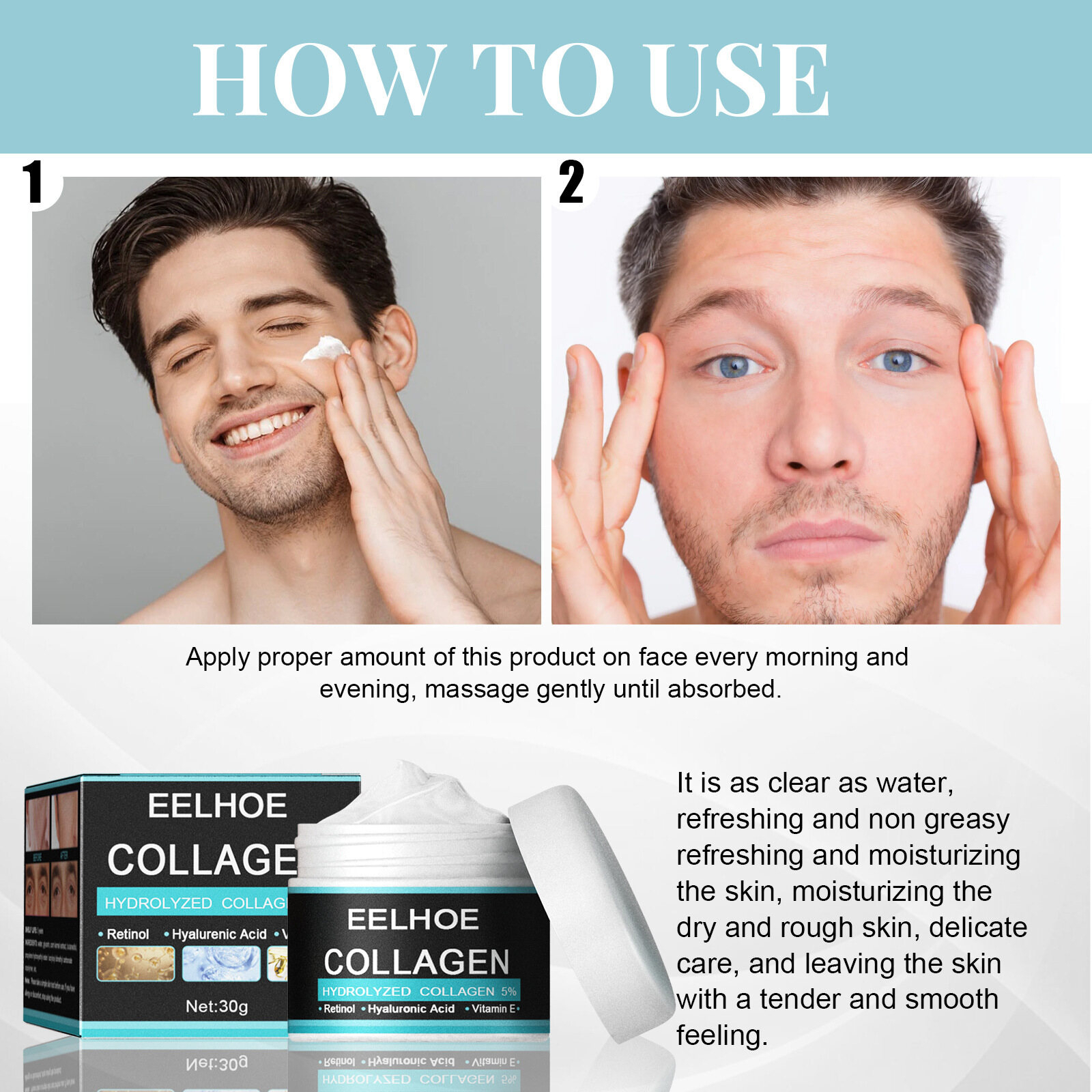 Eelhoe Men Anti Aging Facial Cream 50g Moisturizing Skin Firming Brightening Fine Line Reduction Lightweight Hydrating Face Cream Daily Skincare Anti Wrinkle Nourishing Treatment - View 2 of 2