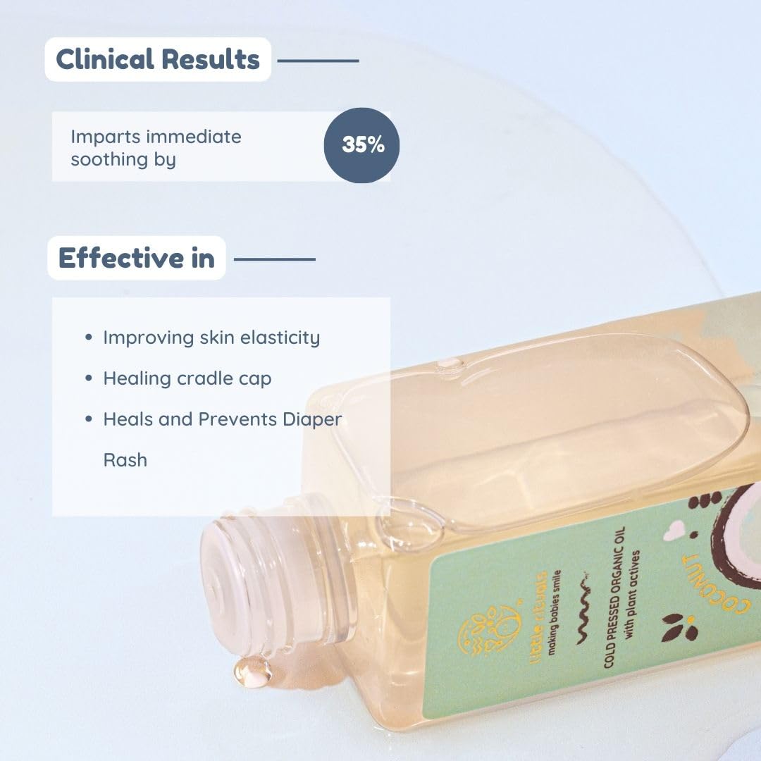 Little Rituals Coconut Baby Massage Oil for New Born - Certified Organic, Wood Cold-Pressed Baby Oil for Body, Skin & Hair, Prevents Diaper Rash, Pediatrician Approved, Mild, Gentle & Safe - 100 ML - View 5 of 6