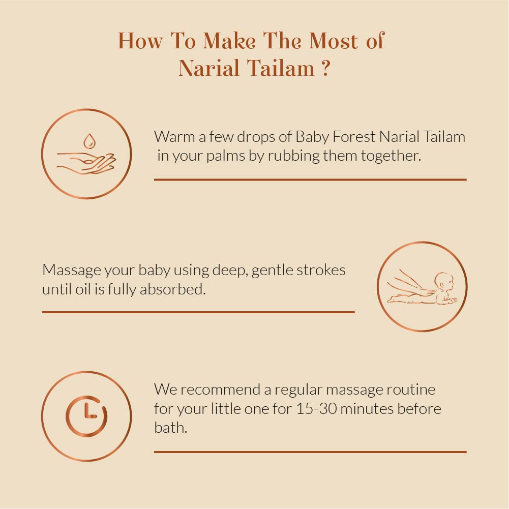 Baby Forest Narial Tailam Organic Cold Pressed Coconut Oil for Baby Skin & Hair Care | 100% Natural & Ayurvedic | Derma Safe & Cruelty-Free | Coconut Oil for Newborn Massage | 200ml Pack of 1 - View 4 of 8