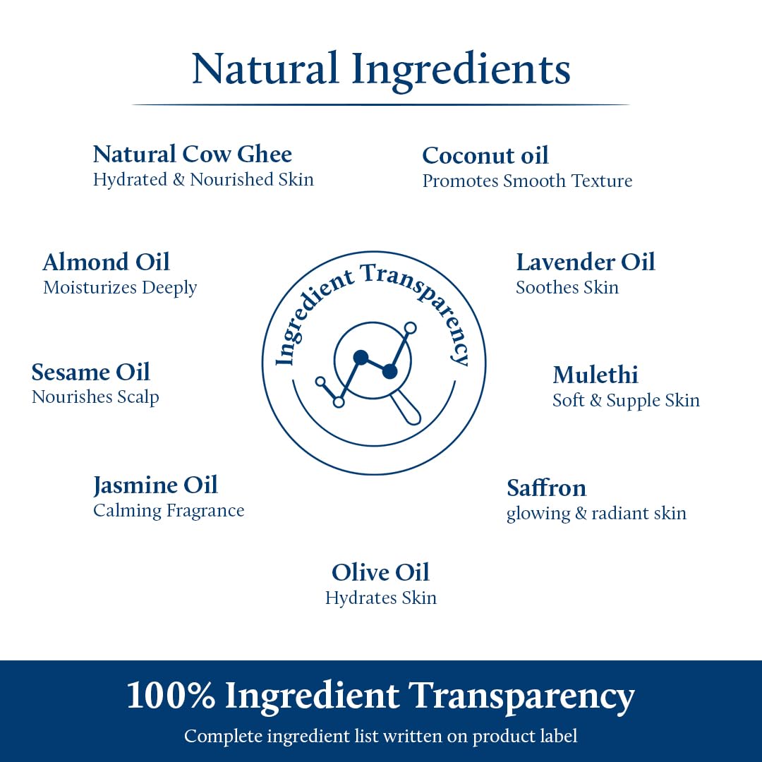 Blue Nectar Ayurvedic Baby Oil with Organic Ghee, 100% Natural Baby Massage Oil With Coconut Oil & Olive Oil | Dermatogically Tested (13 Herbs, 200ml) - View 4 of 8