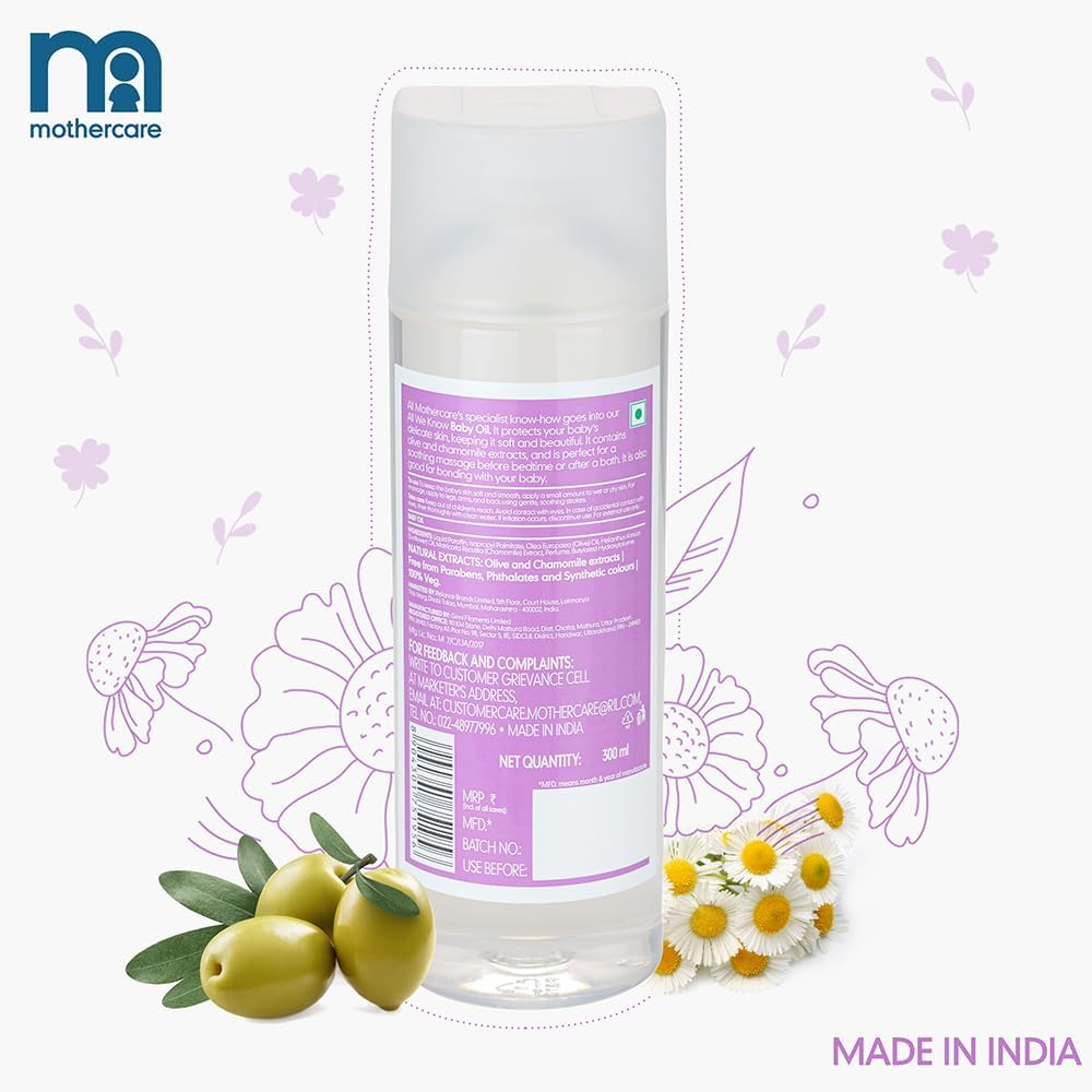 Mothercare Unisex 100% Veg. Baby Body Oil and Baby Massage Oil - Transparent - View 7 of 8
