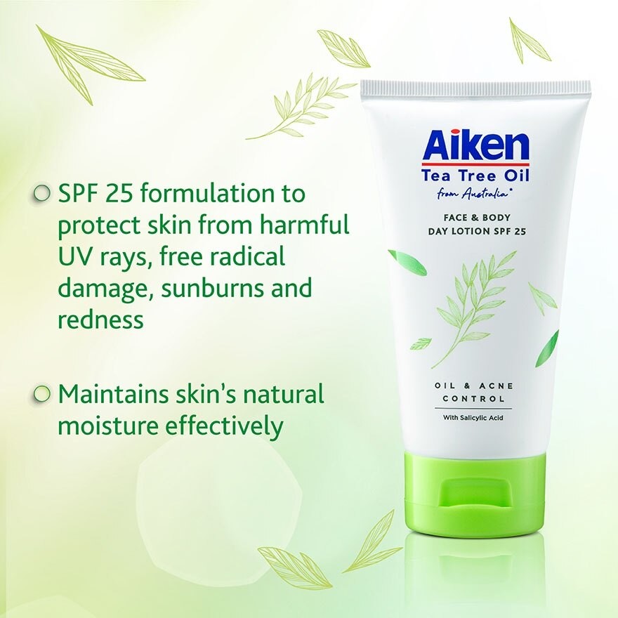 AIKEN Tea Tree Oil Face & Body Day Lotion 150g | Protects From UV Rays | PA+ | Lightweight texture | Water-based(FROM MALAYSIA) - View 4 of 4