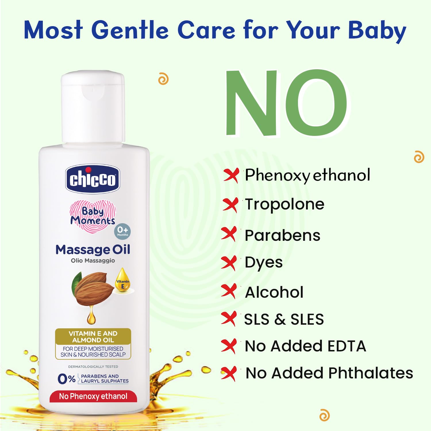 Chicco Baby Moments Massage Oil, New Advanced Non-sticky & Moisturizing Formula, Suitable for Baby’s Skin, Hair & Scalp, No Phenoxyethanol & Parabens (200ml) - View 3 of 8