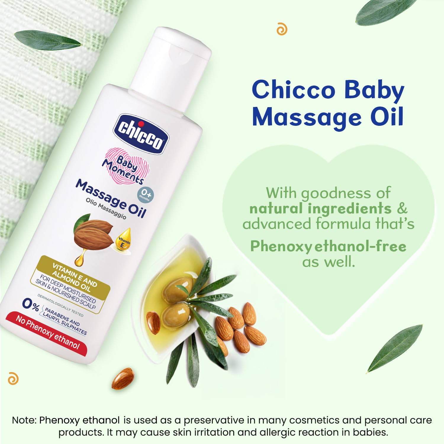 Chicco Baby Moments Massage Oil, New Advanced Non-sticky & Moisturizing Formula, Suitable for Baby’s Skin, Hair & Scalp, No Phenoxyethanol & Parabens (200ml) - View 4 of 8