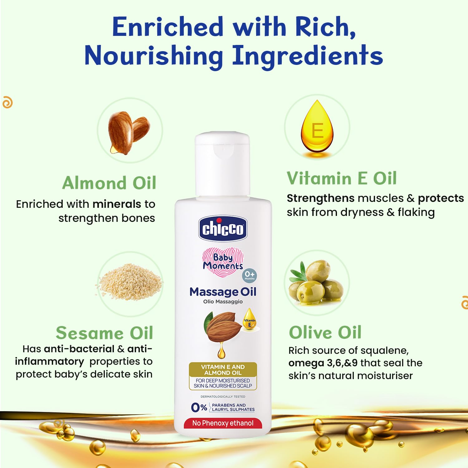 Chicco Baby Moments Massage Oil, New Advanced Non-sticky & Moisturizing Formula, Suitable for Baby’s Skin, Hair & Scalp, No Phenoxyethanol & Parabens (200ml) - View 5 of 8