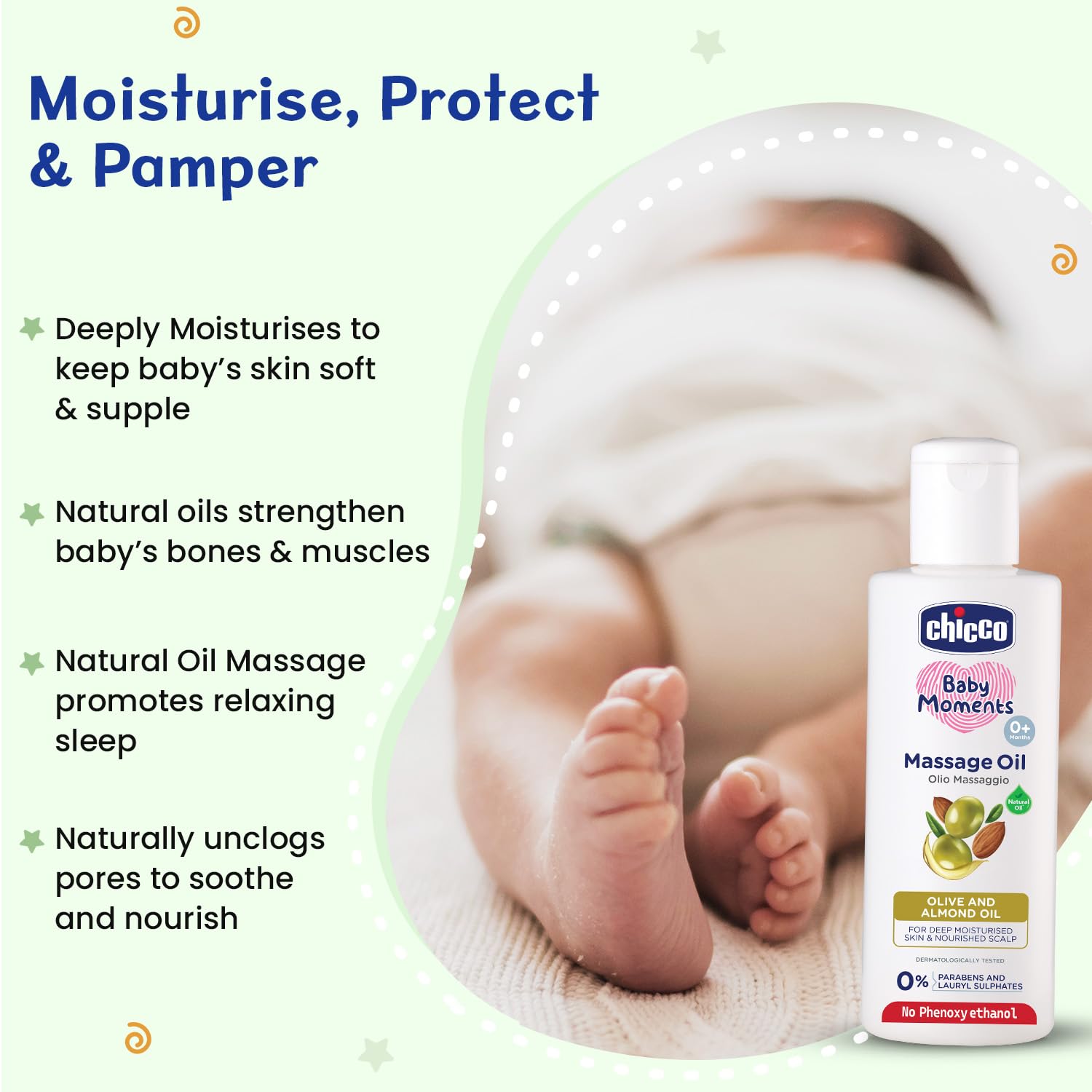 Chicco Baby Moments Massage Oil, New Advanced Non-sticky & Moisturizing Formula, Suitable for Baby’s Skin, Hair & Scalp, No Phenoxyethanol & Parabens (200ml) - View 6 of 8