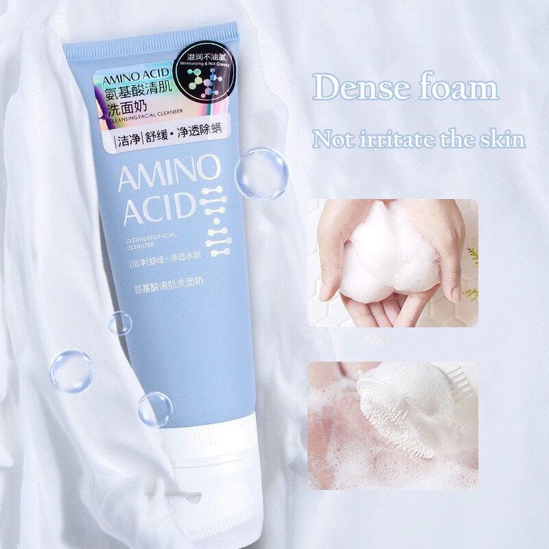 Amino Acid Facial Cleanser with Brush Head Foaming Cleanser Blackhead Removal Deep Cleansing Moisturizing Face Wash 120g Gentle Pore Cleaning Oil Control Daily Skincare Tool - View 2 of 3