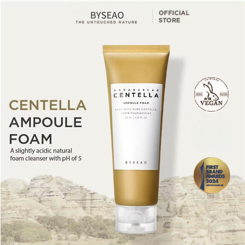 BYSEAO Madagascar Centella Ampoule Foam Cleanser 125ml Gentle Deep Cleansing Face Wash Removes Dust Soothes Sensitive Acne Prone Skin Hydrating Repairing Foaming Facial Cleanser Daily Skincare - View 2 of 3