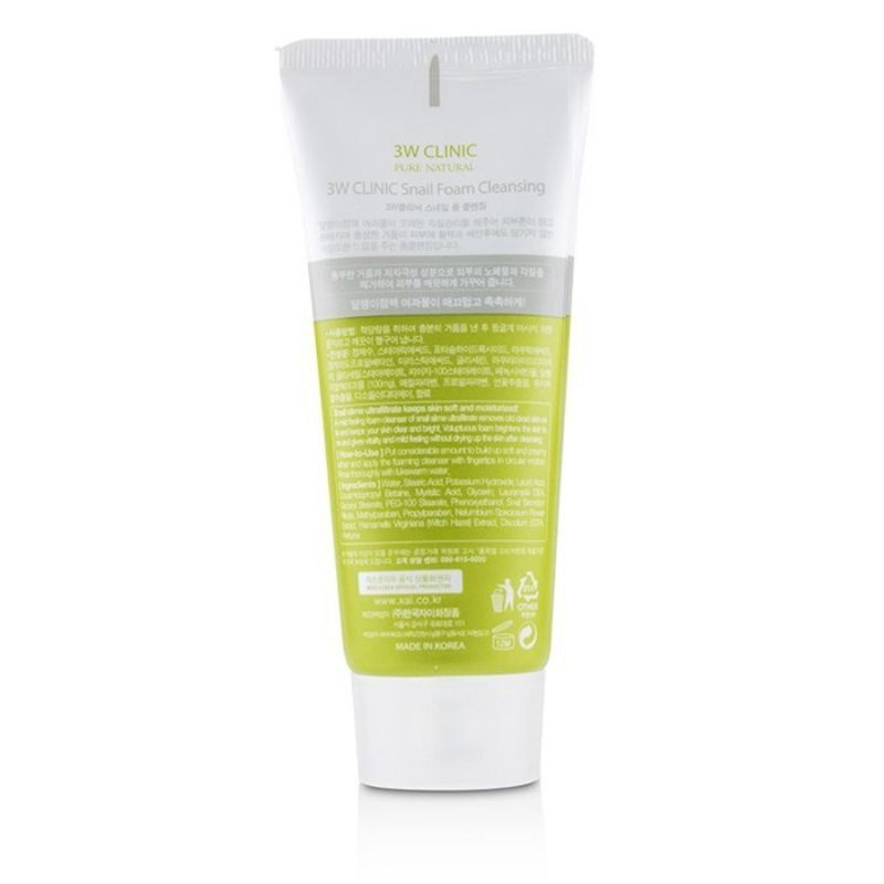3W Clinic Snail Foam Cleansing 100ml Hydrating Repairing Facial Cleanser Gentle Deep Cleansing Face Wash with Snail Mucin for Smooth Moisturized Bright Skin Daily Skincare Solution - View 2 of 3