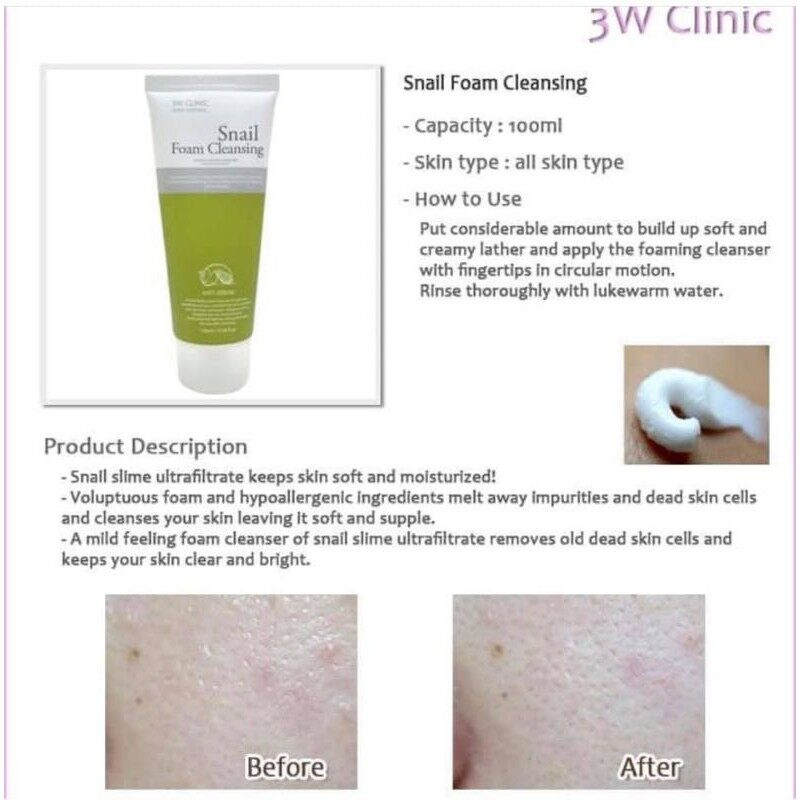 3W Clinic Snail Foam Cleansing 100ml Hydrating Repairing Facial Cleanser Gentle Deep Cleansing Face Wash with Snail Mucin for Smooth Moisturized Bright Skin Daily Skincare Solution - View 3 of 3