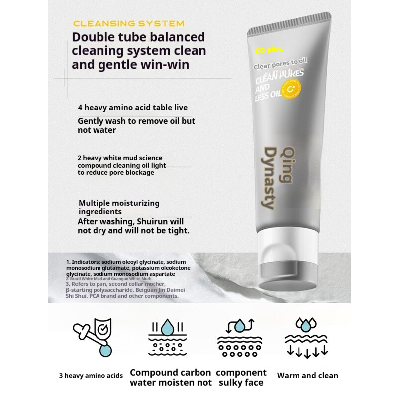 Oil Controlling Acne Whip Face Cleanser Deep Cream Coffee Amino Acid Moisturizing Facial Wash Pore Shrinking Double Tube Brightening Vitamin C Face Cleanser for Oily Acne Prone Skin - View 2 of 3