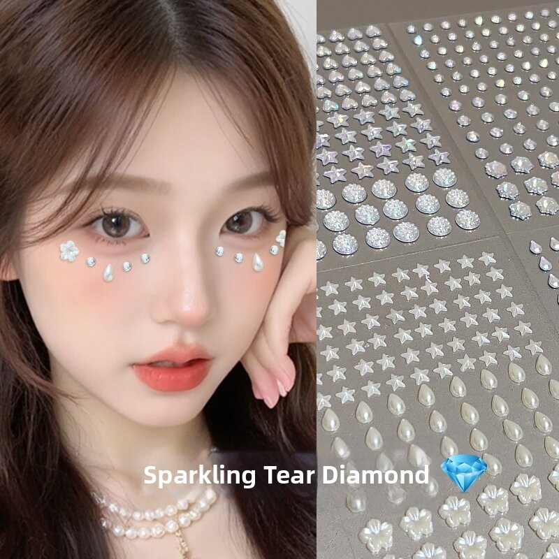 MOYAJIEKA | Facial Diamonds Makeup Stickers-Diamond + round transparent sticker 2-piece set(from malaysia) - View 3 of 4