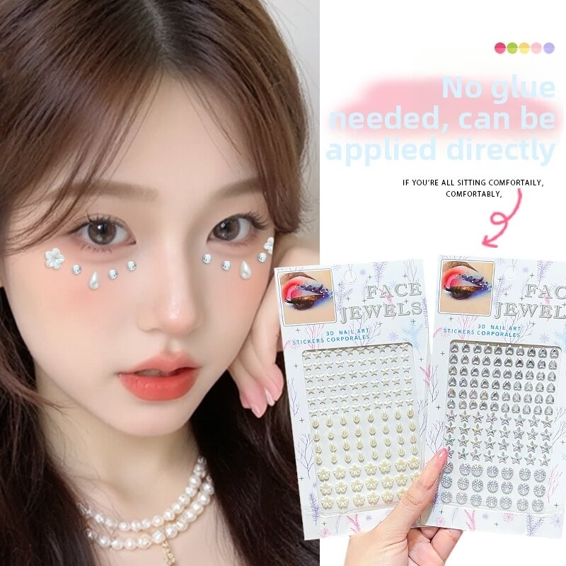 MOYAJIEKA | Facial Diamonds Makeup Stickers-Diamond + round transparent sticker 2-piece set(from malaysia) - View 4 of 4
