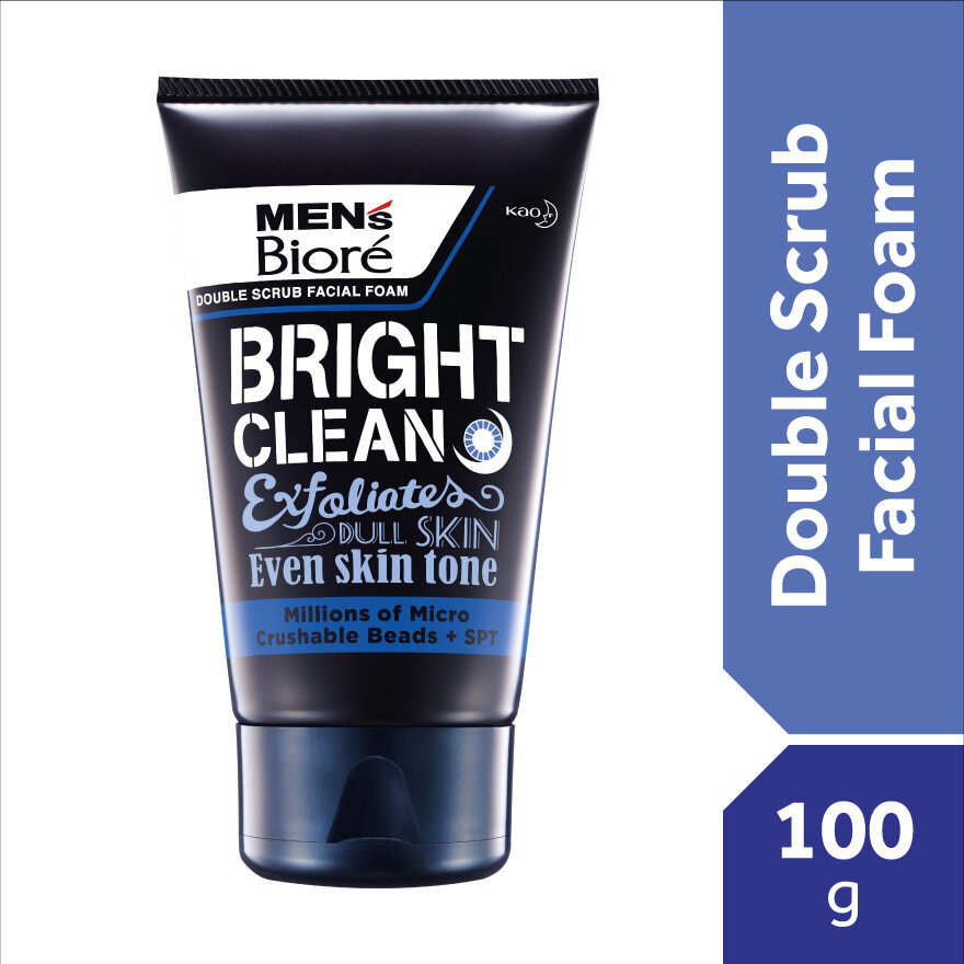 Men’s Biore Double Scrub Bright Clean Facial Foam 100g Deep Cleansing Exfoliating Face Wash Oil Control Brightening Skin Scrub Cleanser for Men Pore Purifying Daily Skincare - View 3 of 3