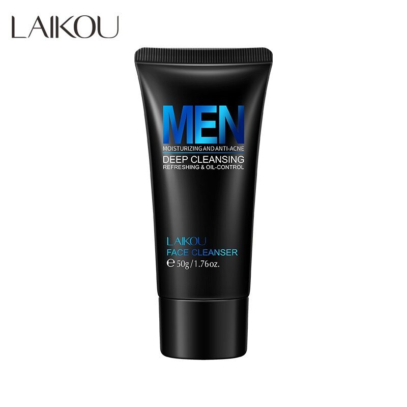 LAIKOU Men Moisturizing Anti Acne Deep Cleansing Face Cleanser 50g Oil Control Refreshing Pore Purifying Facial Wash Skin Care Gentle Daily Use Cleanser for Clear Healthy Skin - View 2 of 3