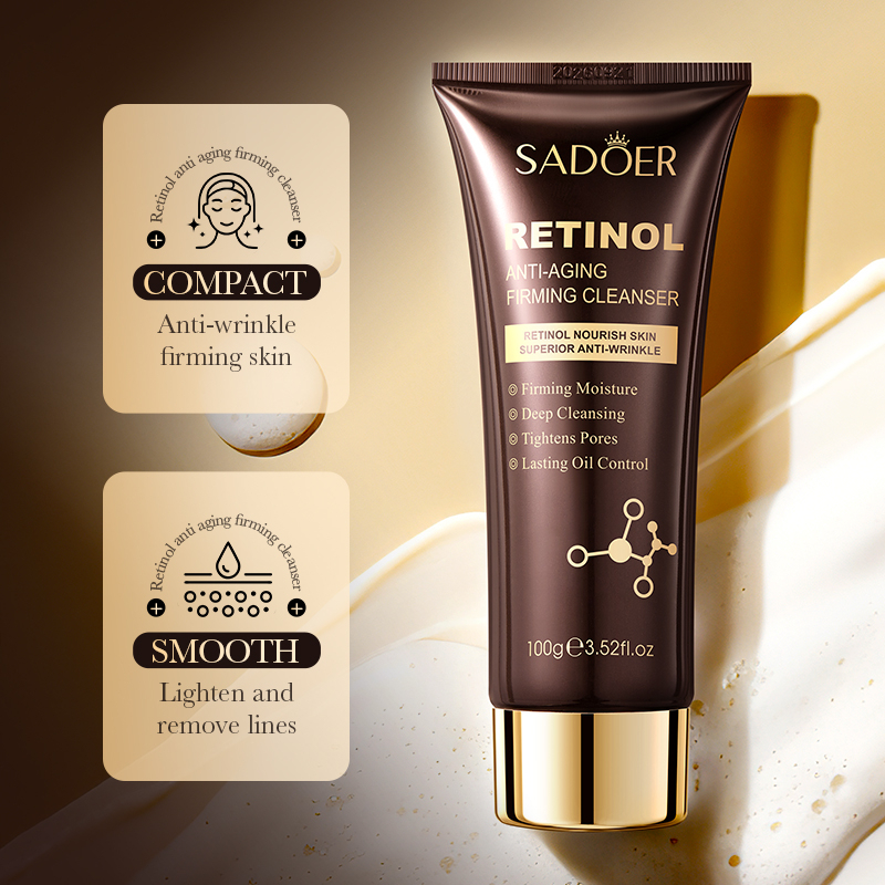 ROREC SADOER Retinol Anti Aging Firming Cleanser 100g Deep Cleansing Face Wash Pore Tightening Oil Control Moisturizing Skin Care Brightening Anti Wrinkle Gentle Daily Use Facial Cleanser - View 2 of 3
