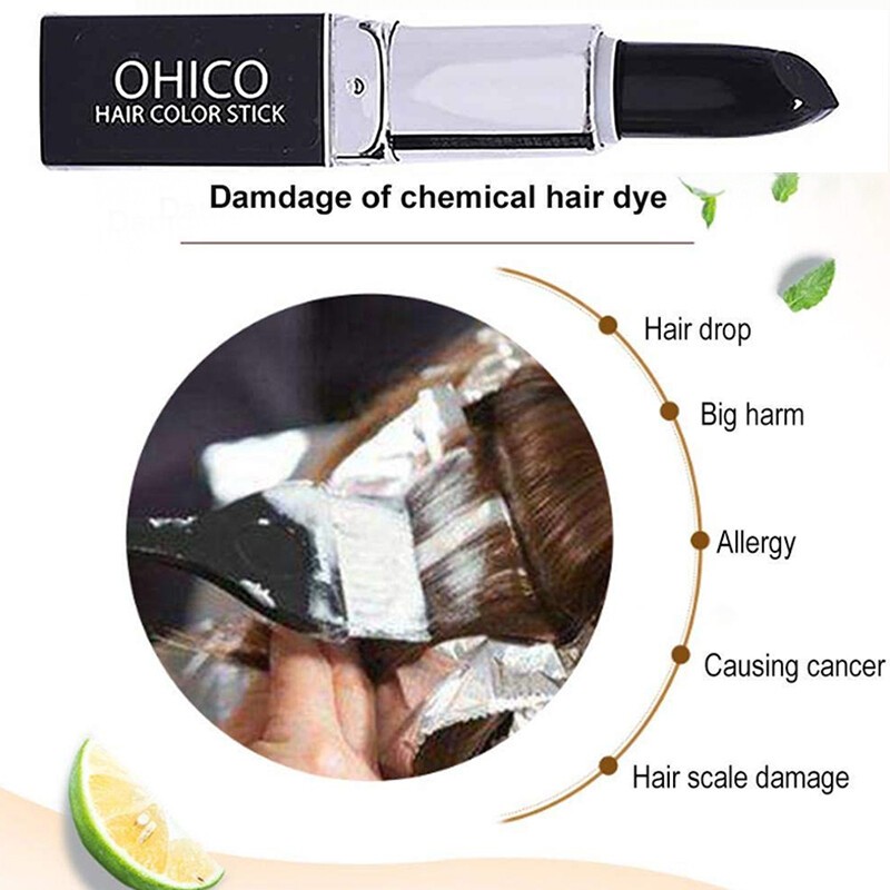 BEAUTYBIGBANG Herbal Extracts Hair Dye Pencil Dye, Hair Coloring Pen Lipstick Stick Coating White Hair Crayon-Coffee(FROM MALAYSIA) - View 2 of 4