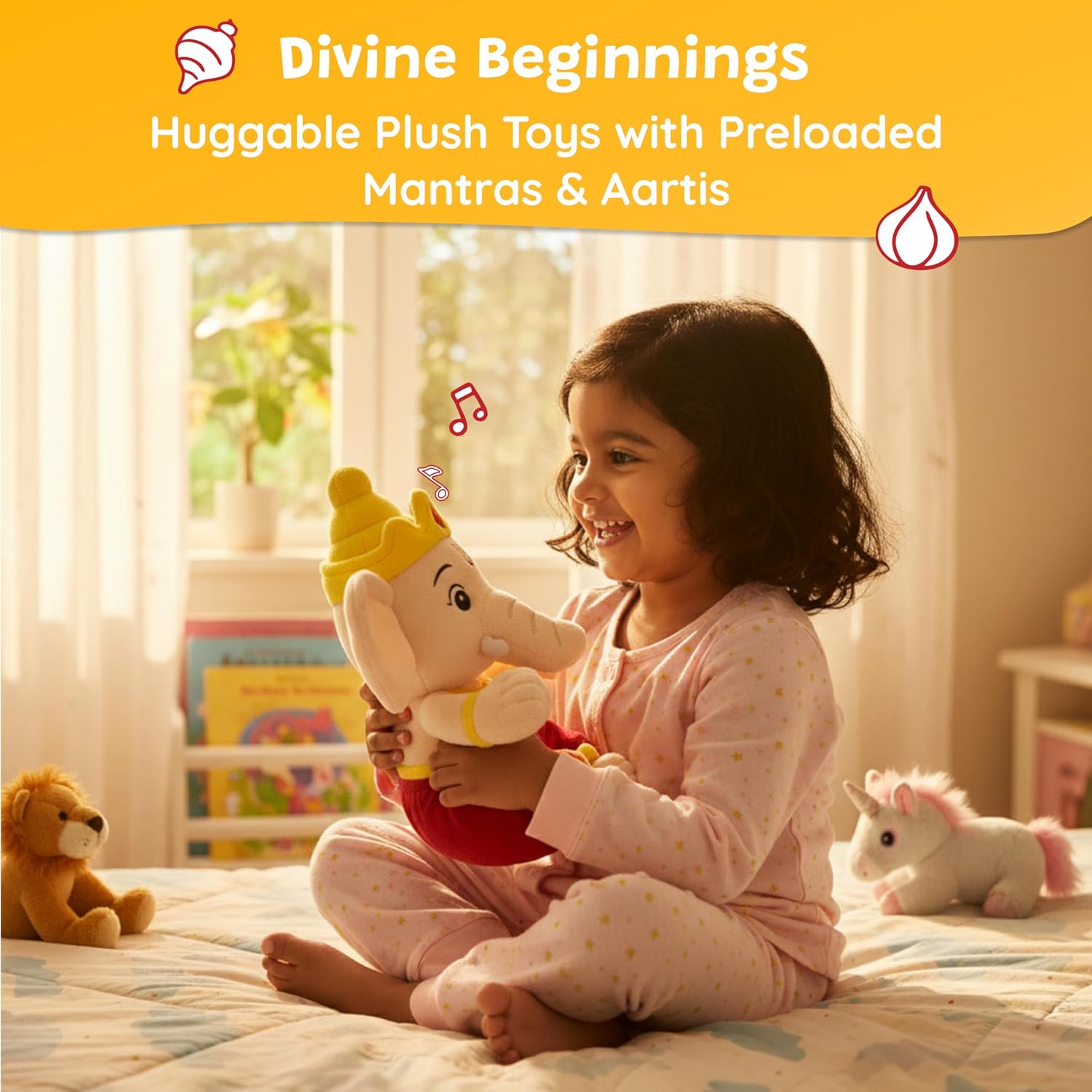 WonderBuddy Divine Mantra Chanting Baby Ganesha with 10 Preloaded Mantras & Aartis, Musical Soft Plush Toy, Best Gift for Infants, Toddlers & Kids (Medium - 25 Cm) - View 8 of 8