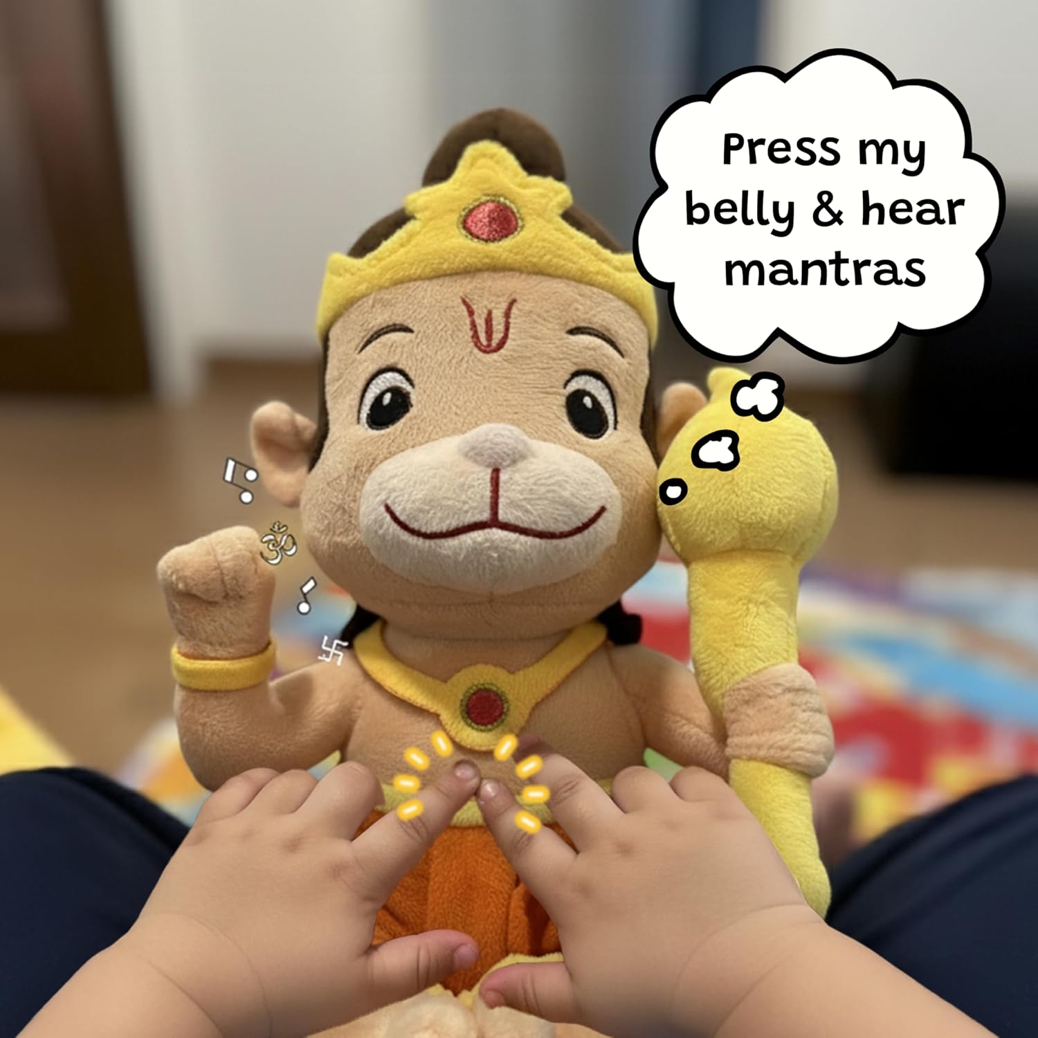 WonderBuddy Divine Mantra Chanting Baby Hanuman with 8 Preloaded Mantras & Aartis, Musical Soft Plush Toy, Best Return Gift for Infants, Toddlers & Kids (Medium - 25 Cm) - View 3 of 8
