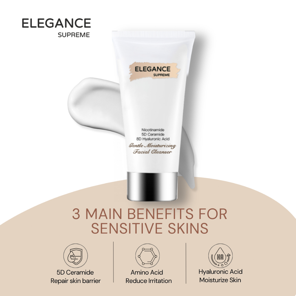 Elegance Supreme 5X Ceramide Low pH Gentle Facial Cleanser for Deep Pore Care, Blackhead Removal, Dead Skin Exfoliation, Hydration Boost, Skin Barrier Repair, Soft Smooth Radiant Complexion (80ml) - View 2 of 3