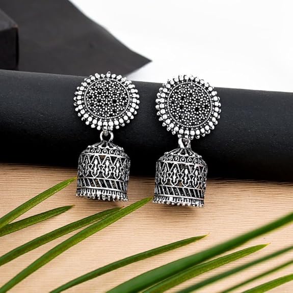 Fashion Frill Multicolor Oxidised Earrings Jhumka Set For Women Girls Stylish Traditional Pearl Small Jhumki Earings Pair Combo Of 4 - View 3 of 6