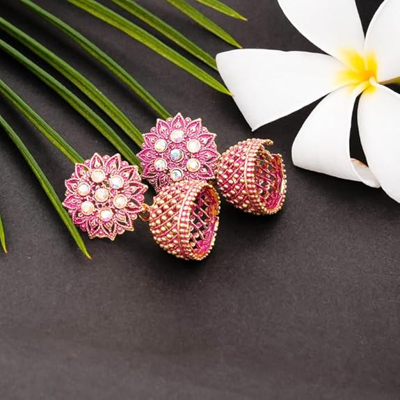 Fashion Frill Multicolor Oxidised Earrings Jhumka Set For Women Girls Stylish Traditional Pearl Small Jhumki Earings Pair Combo Of 4 - View 4 of 6