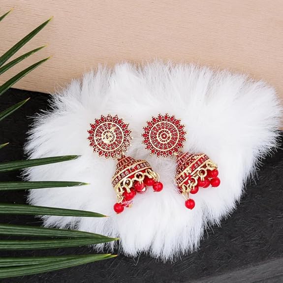 Fashion Frill Multicolor Oxidised Earrings Jhumka Set For Women Girls Stylish Traditional Pearl Small Jhumki Earings Pair Combo Of 4 - View 6 of 6