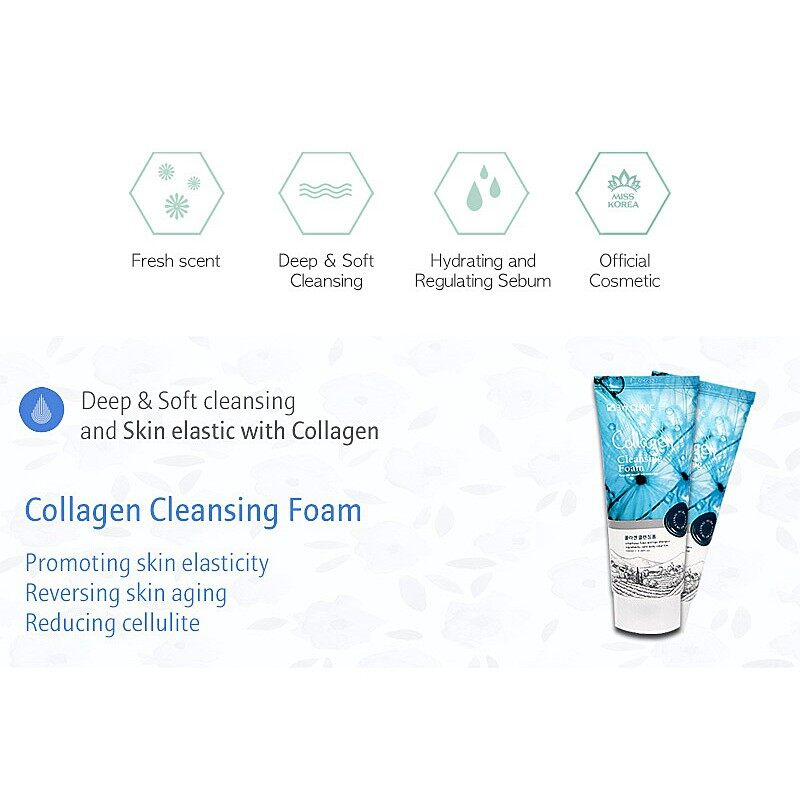 3W Clinic Collagen Facial Cleanser 100ml Anti Aging Moisturizing Deep Cleansing Foam Face Wash with Collagen Extract for Firm Smooth Hydrating Brightening Gentle Daily Skincare Fresh Healthy Skin - View 2 of 3