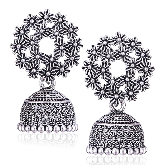 MEENAZ earrings for women fashion jhumka oxidised Silver Earrings for women Combo chandbali pearl chandbali stylish jhumkas traditional Earrings For girls South indian traditional Ear Rings -M124 - View 2 of 5