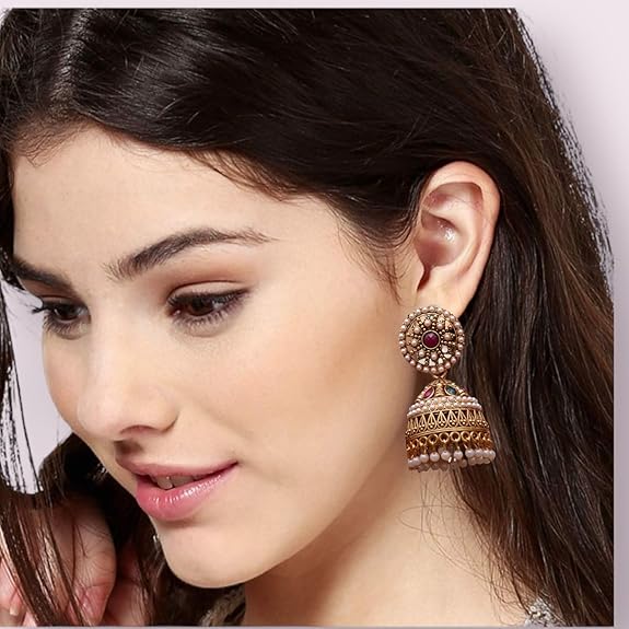 Traditional and Antique Pearl Jhumki Earring for women and Ethinic style jhumka for girls - View 4 of 5
