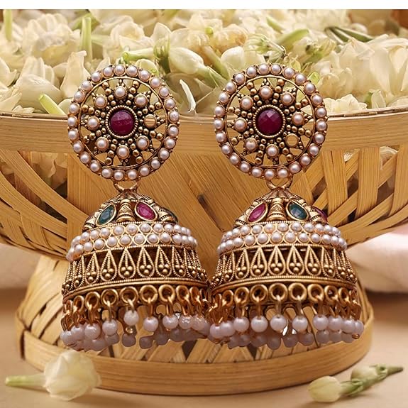 Traditional and Antique Pearl Jhumki Earring for women and Ethinic style jhumka for girls - View 5 of 5