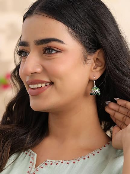 Gulnaar Collection | Jhumka For Women Ethnic Meenakari Traditional Enamel Pearl Jhumki Earrings Set For Women And Girls | Multi-Colour | Anniversary Birthday Gifts - View 2 of 6