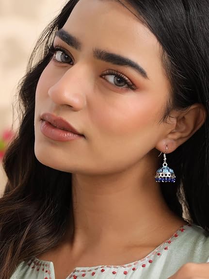 Gulnaar Collection | Jhumka For Women Ethnic Meenakari Traditional Enamel Pearl Jhumki Earrings Set For Women And Girls | Multi-Colour | Anniversary Birthday Gifts - View 5 of 6