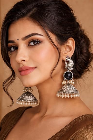 RICH MORE Oxidized Designer Stud Earrings Set, Traditional & Modern Earring Set for Women & Girls, Trendy, Fancy & Fashion Earrings for Daily and Occasion Wear, Lightweight - View 5 of 6