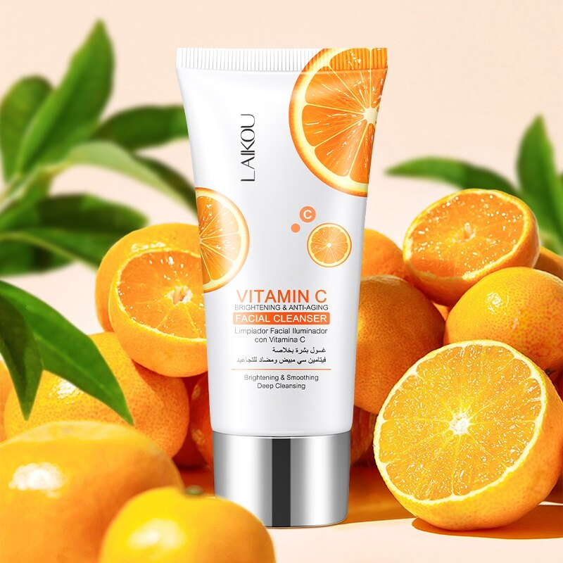 LAIKOU Vitamin C Brightening Anti Aging Facial Cleanser Foam 40g Oil Control Deep Cleansing Face Wash with Vitamin C for Glowing Skin Smooth Radiant Fresh Hydrating Daily Skincare - View 3 of 3