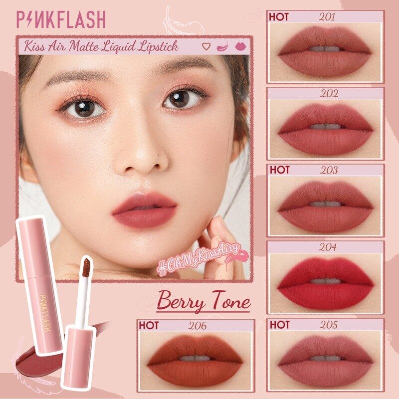 Pink's Pinkflash #OhMyKissAiry Kiss Air Matte Liquid Lipstick Long-lasting Waterproof Lip & Cheek Tint Double Use- 204(FROM MALAYSIA) - View 3 of 4